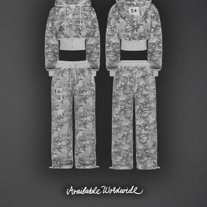 Gray Camouflage Track Pants & Joggers